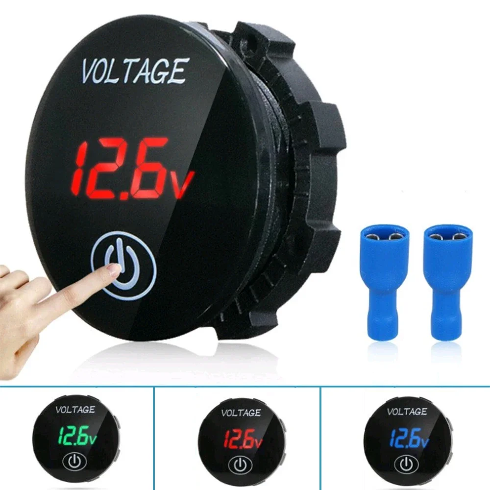 DC12V-24V LED touch screen power switch battery tester, digital voltmeter, waterproof voltage strap