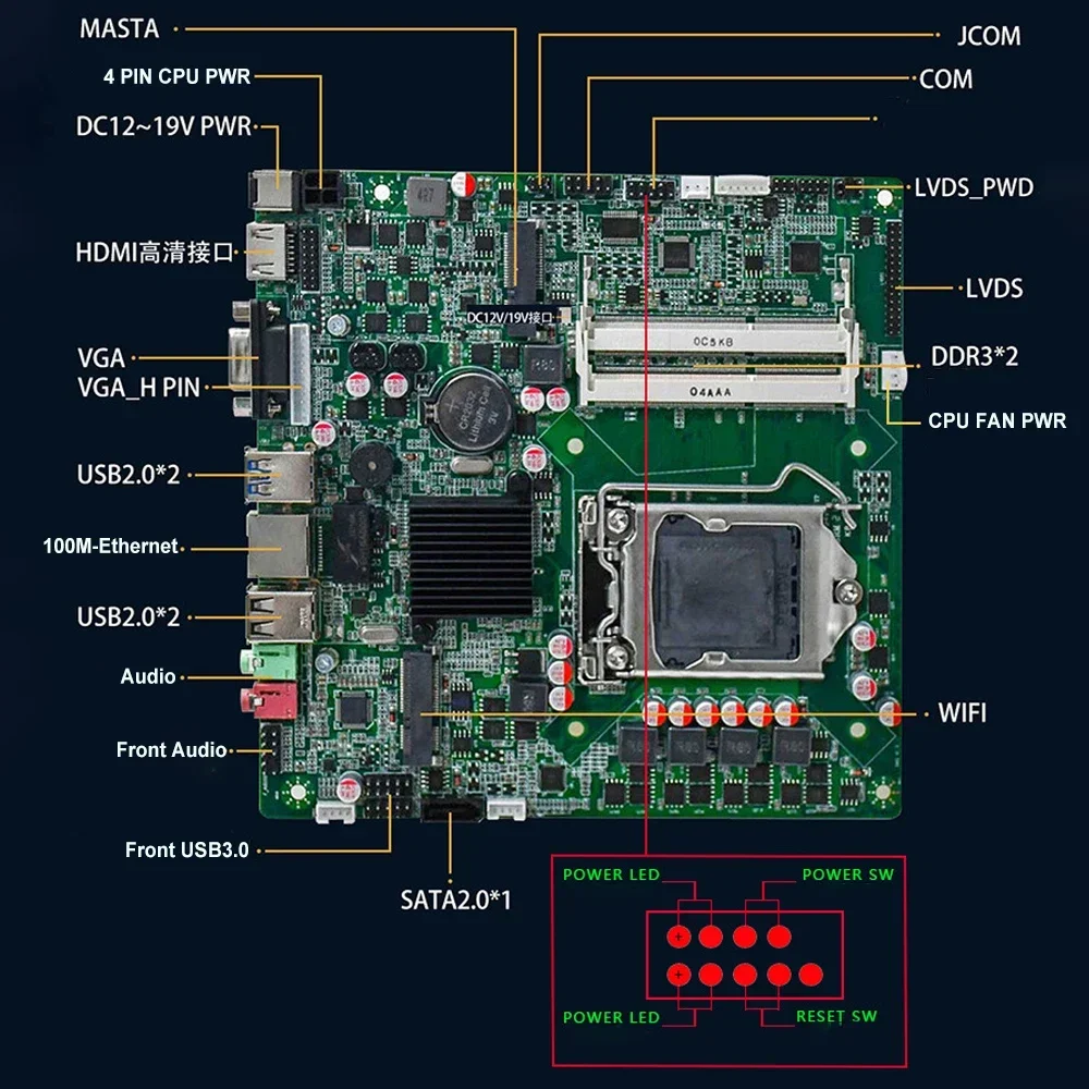 RGeek H61 ITX Motherboard Mini 17X17 PC Motherboard LGA1155 with VGA HD MSATA