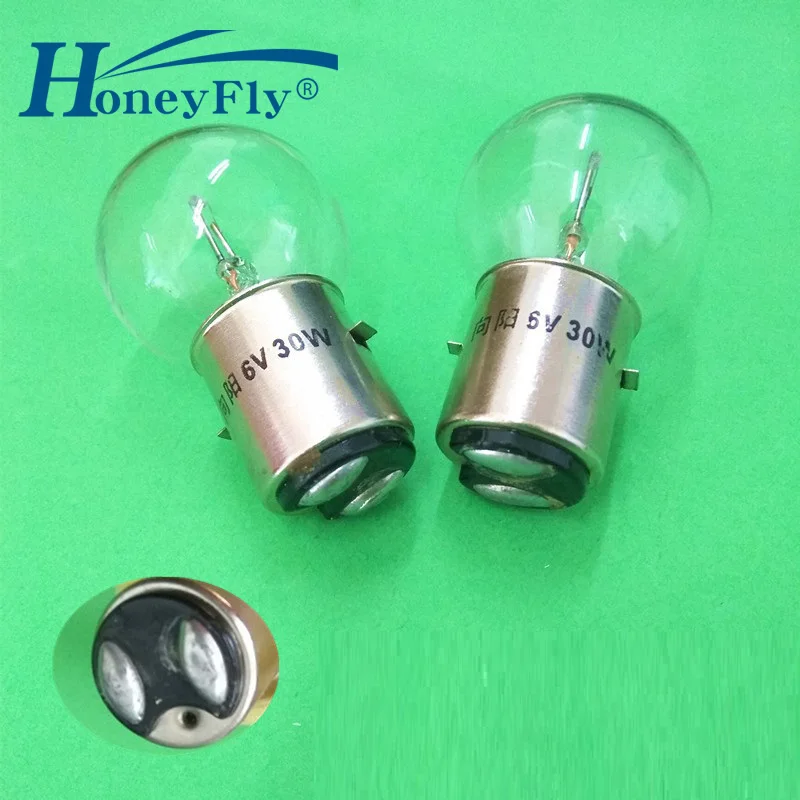 

HoneyFly 2pcs BA20D Microscope Lamp Bulb 6V 30W Halogen Lamp Navigation Tungsten Wire Optical Instrument Indicator Light