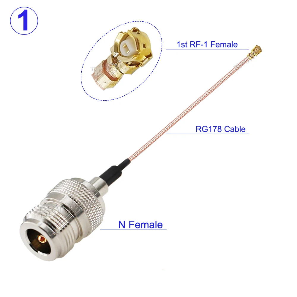 1Pcs RG-178 U.FL IPX-1 Female to N Male/Female Straight Connector N to IPX RG178 Cable Pigtail RF Coaxial WIFI WLAN 10cm-50cm