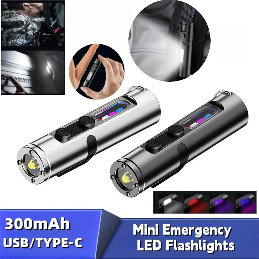 

Многофункциональный брелок-фонарик из алюминиевого сплава, УФ-фиолетовый свет с зажимом и хвостовым магнитом, EDC, сильный свет, перезаряжаемый через USB