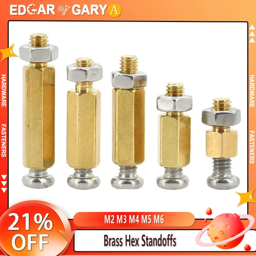 Imagen 2 del producto Separadores hexagonales de latón M2 M3 M4 M5 M6, juego de tuercas de tornillo espaciado Phillips, soporte PCB, pilares, tablero de columna, estante, espaciadores de perno, placa base