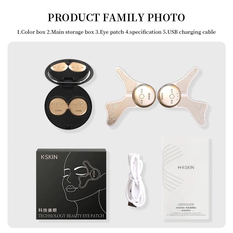 KSKIN Eye Beauty Device Microstroom Oogmassage Ooglapje Ooggebied Massage Relief