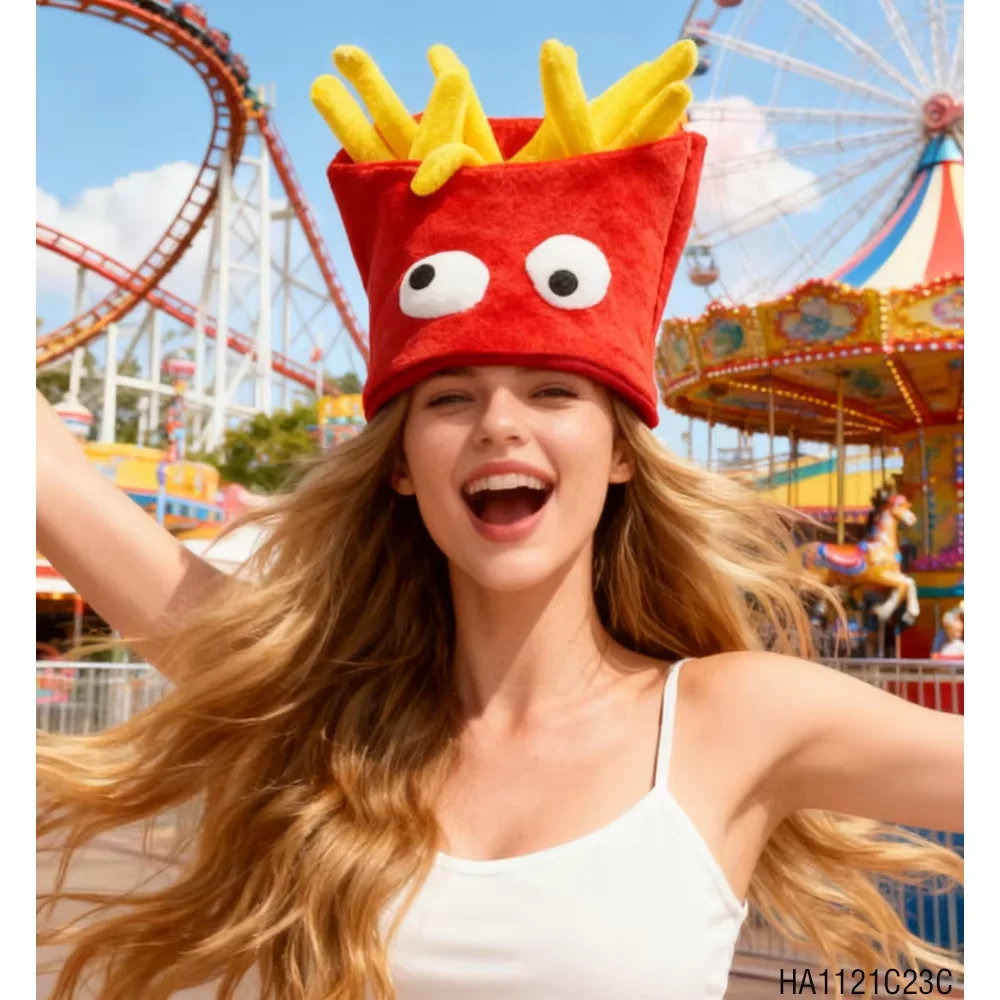 

PESENAR This is a head cover with a funny shape of French fries potato chip box with French fries wind suitable for parties