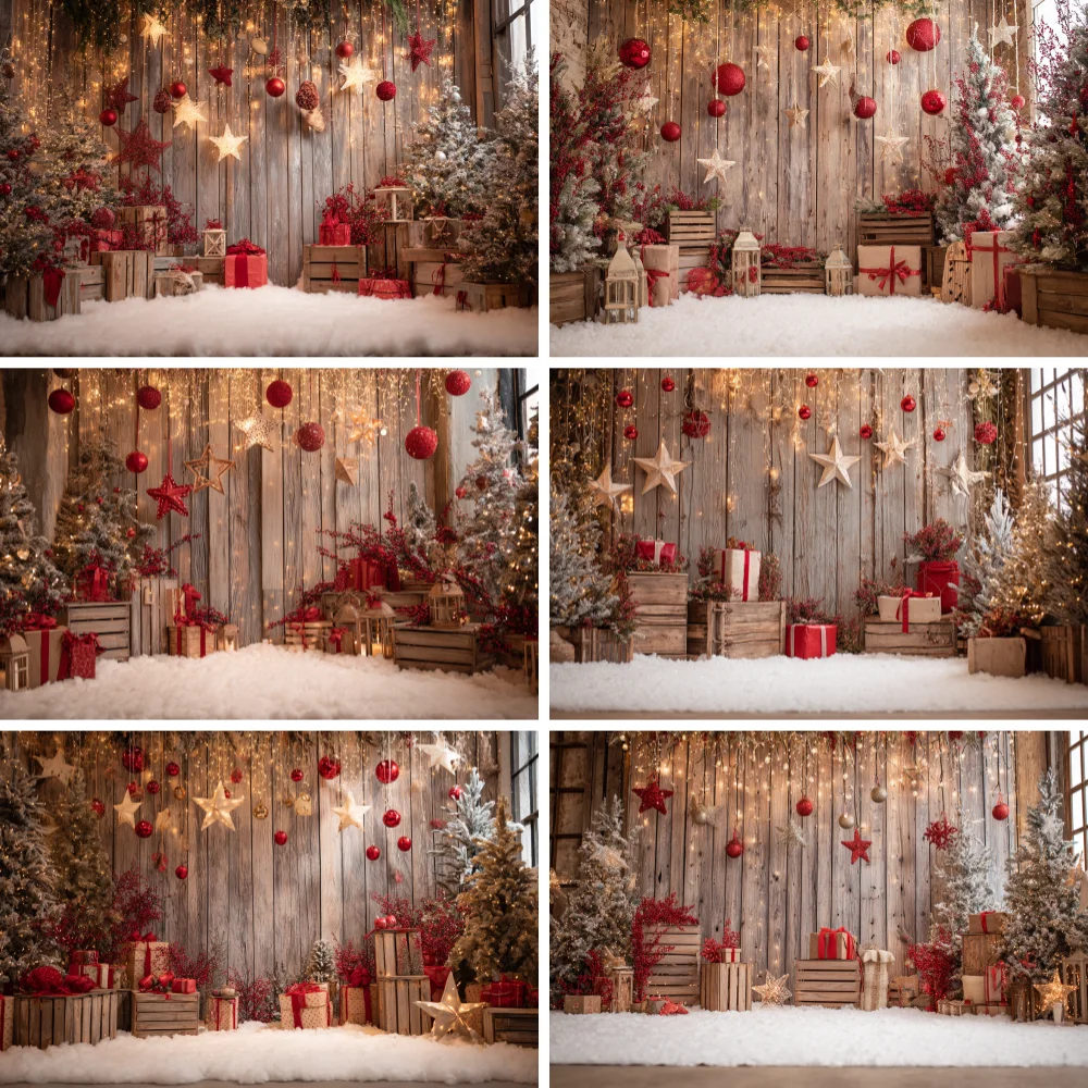 

Merry Christmas Backdrop Santa Claus Xmas Tree Gift Photographic Kid Family Party Decor Background Kid Portrait Studio Photocall