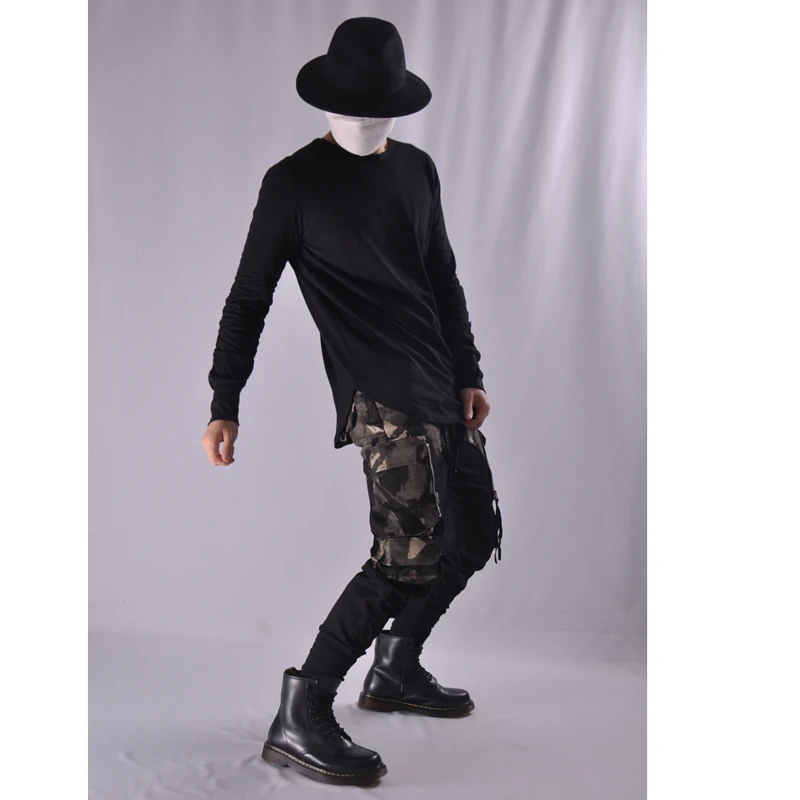 Tactical Functional Cargo Pants Joggers Men Camouflage Patchwork Trousers 2022 Autumn Hip Hop Streetwear Harem Pant Black