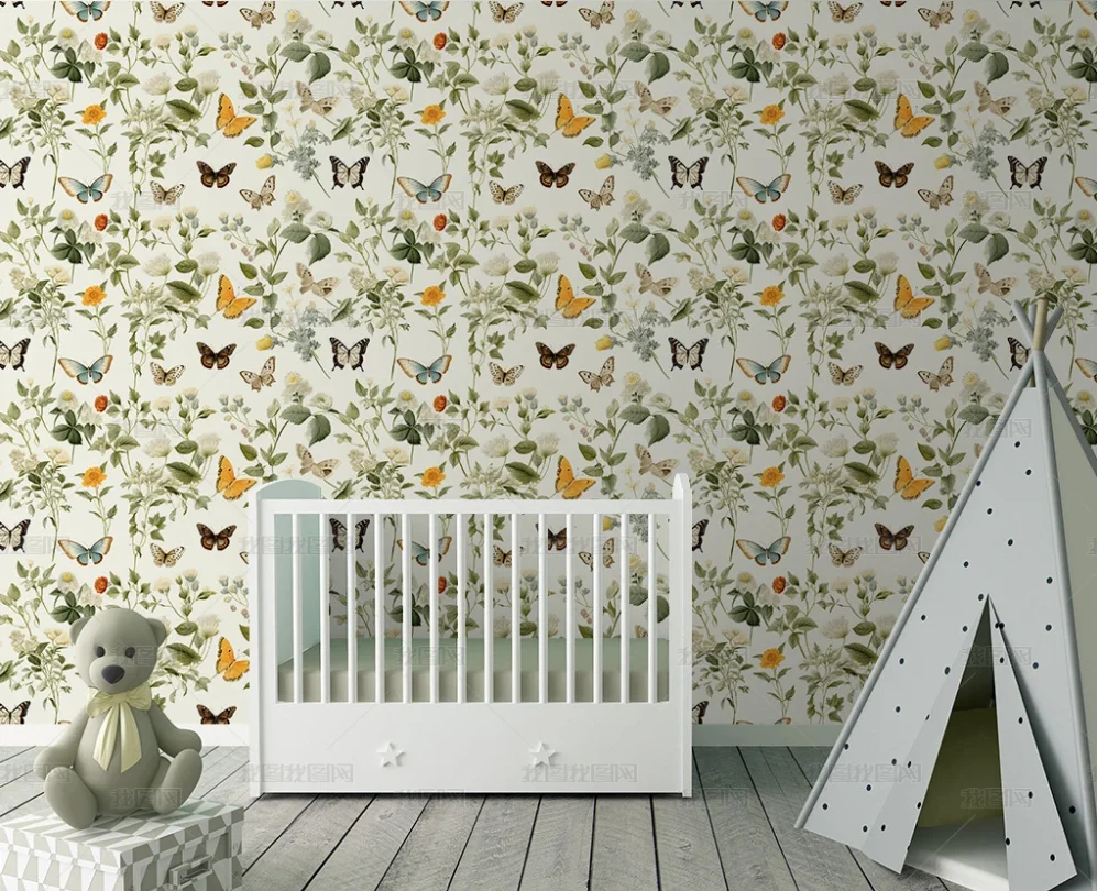 Small clear imitation hand drawn flower and bird printed wallpaper customized wallpaper for home decoration rose and peony mural