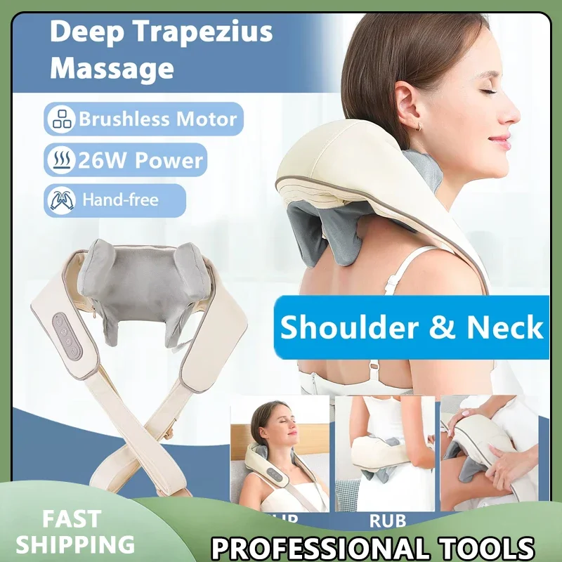 

2026 New 26W Brushless Motor Neck Shoulder Massager Wireless Portable Back Kneading Massage Shawl for Relaxation And Pain Relief