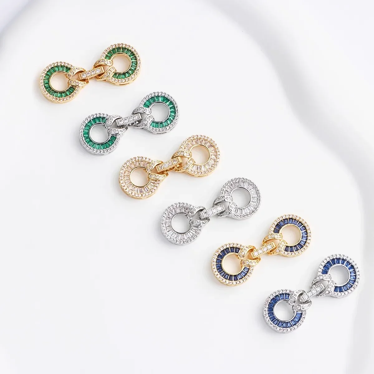 18K Real Gold Plated with T Diamonds, High-grade Round Pearl Jade Necklace, Bracelet Buckle Connecting Buckle DIY Accessories