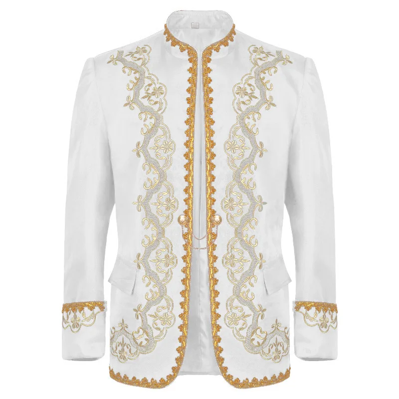 Costume da corte ricamato in oro di metà-6° secolo da uomo 2024 vestito da performance loween abbigliamento superiore medievale vestito da ballo