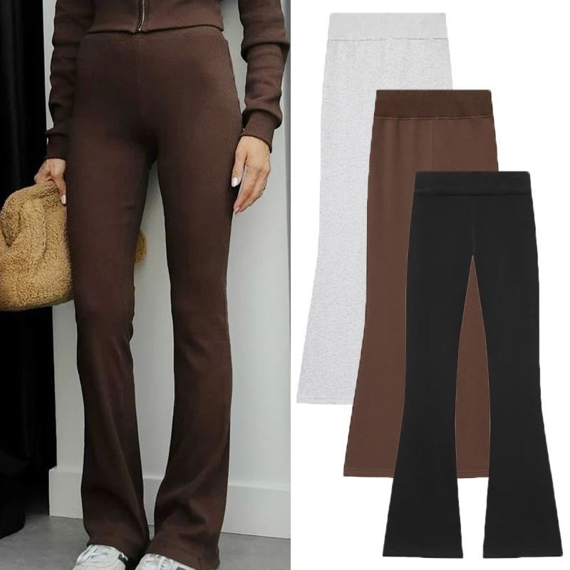 Damenhosen, braune Damen-Hosen mit hoher Taille, schmale Hosen, lässige Schlaghose, weiblich, 2026, Frühjahr, neue Streetwear-Damenhosen-Sets