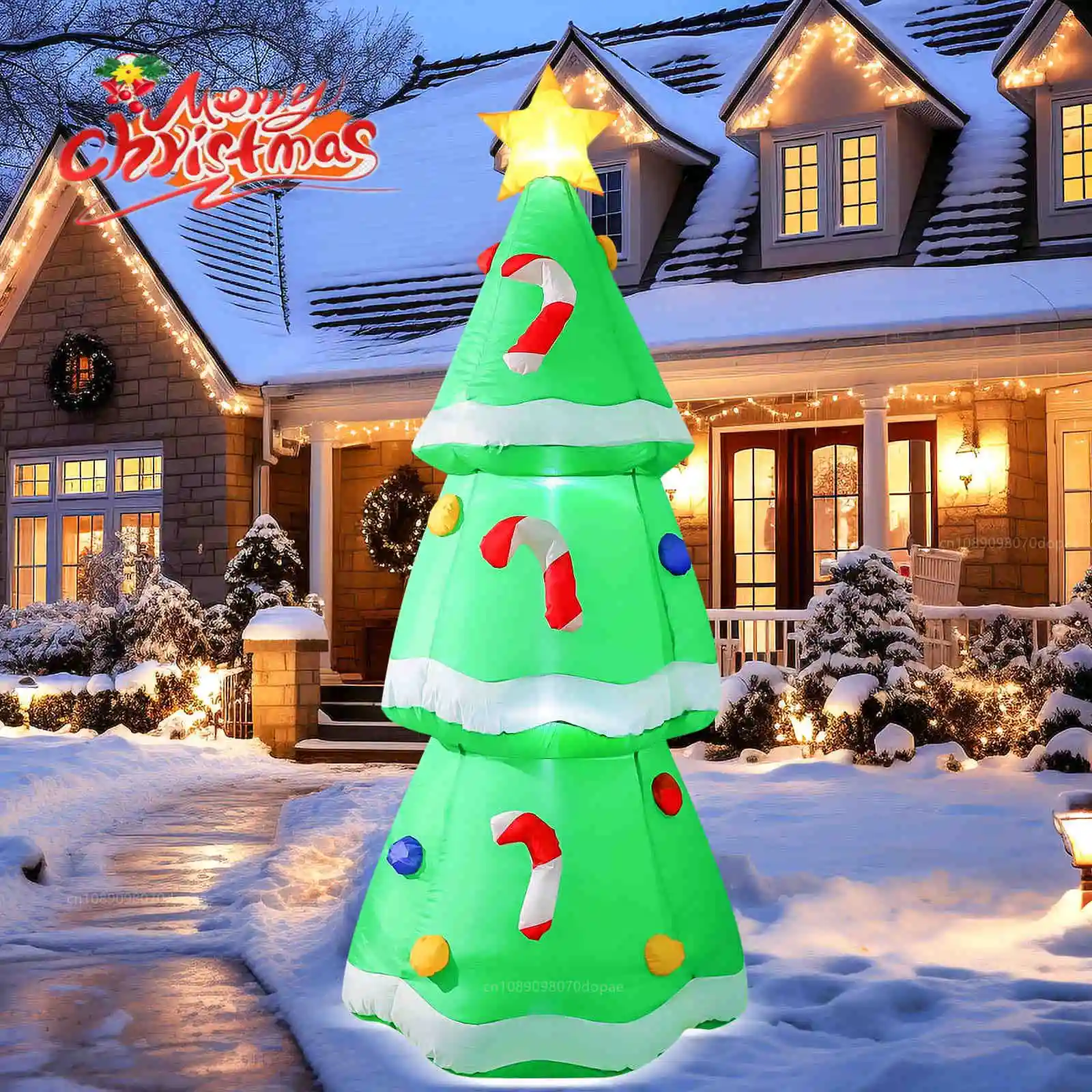 

Рождественская надувная модель рождественской елки с конфетами, встроенный светодиодный светильник для дома и улицы, сада, двора, украшения для праздничной вечеринки, реквизит