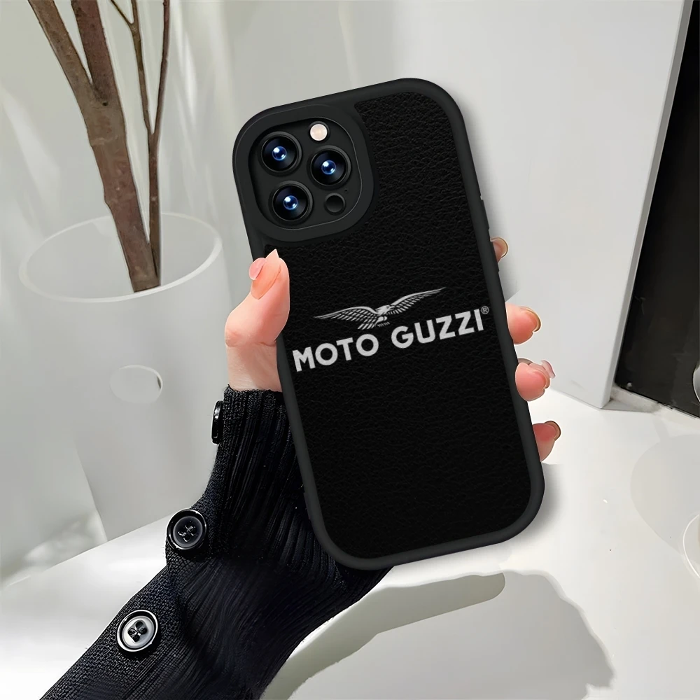 Moto Guzzis Phone Case Black For IPhone 11 14 13 12 Pro Max Mini Xs X Xr 7 8 Plus SE2020 Leather Silicone Soft Texture Coque