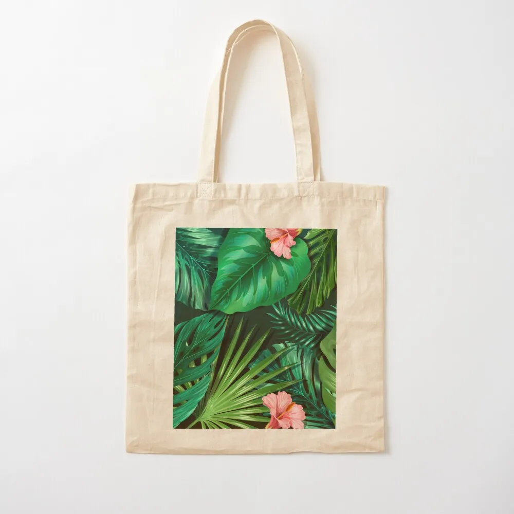 

Realistic Tropical Fest Flower Tote Bag Big bag women shoping bag handbag bags woman 2025 Canvas Tote