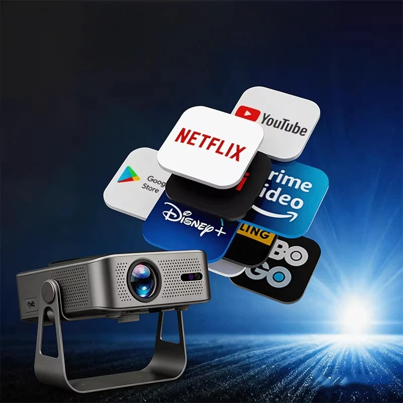 

Android 11 Portable Movie Outdoor Projector with Auto Focus Native 1080P 4K LED strip for Home Theater