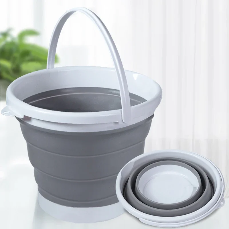 Portable Folding Bucket Silicone Plastic Water Bucket Indoor Outdoor Fishing Car Bucket Travel Home Multi function