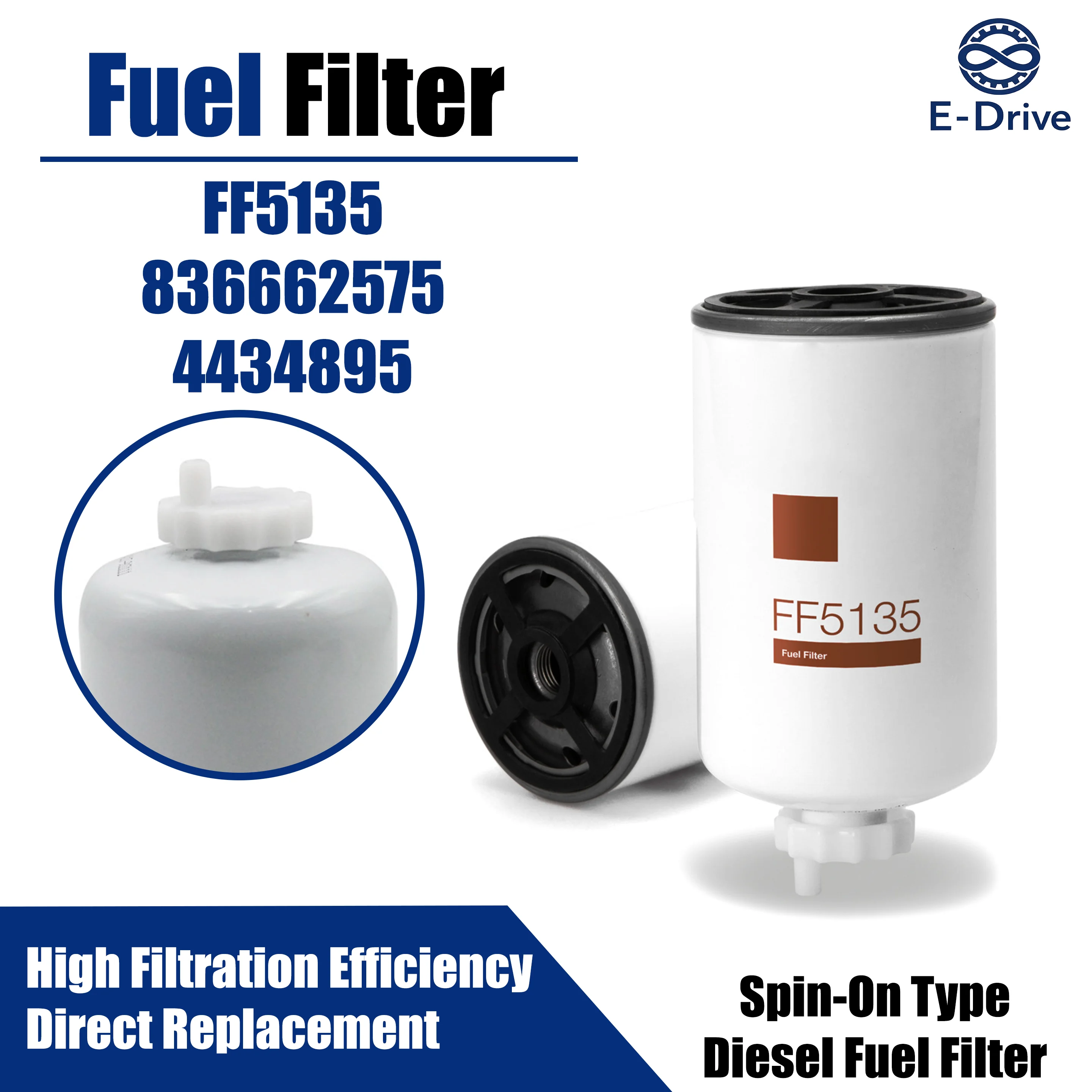 FF5135 Fuel Filter 836662575 4434895 Spin-On Diesel Fuel Filter Replacement for Flega Engine Machinery