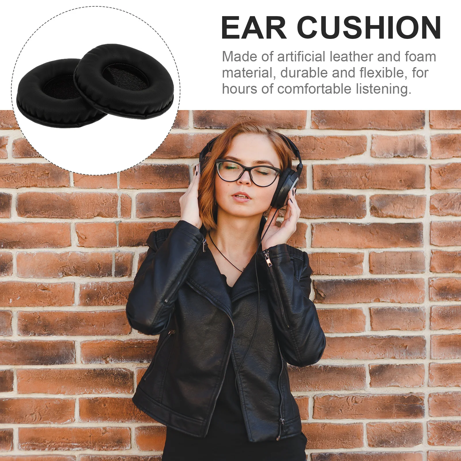 

1Pair Replacement Ear Pads Soft Flexible Black Cushions for 1.0 2.0 Headphones Accessories Ear Pads Cushion