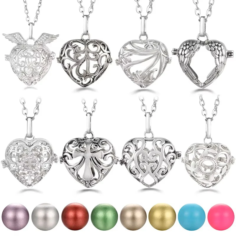 Trend herzförmige Musik ball Aroma therapie Liebe Halskette ätherisches Öl Diffusor Paar Romantik Glockenspiel Anrufer Anhänger Schmuck Geschenk