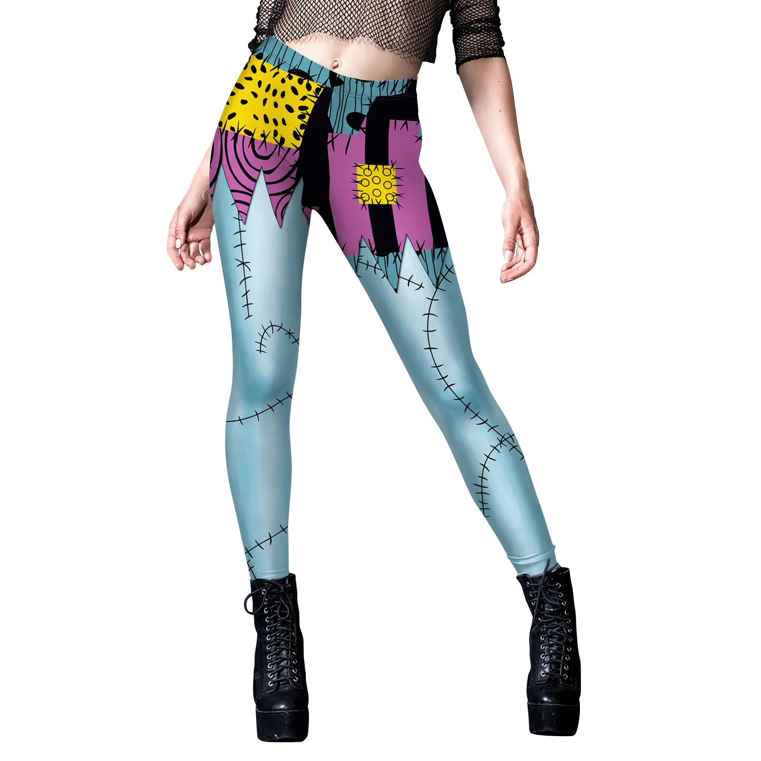 Cosplay Film Nightmare Christmas Sally Kleid Leggings Set Zentai Bodysuits Damen Gruselige Sally Verkleidung Halloween Party Kostüm – Detail 15