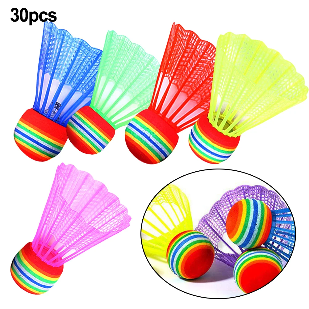 

30pcs Color Plastic Foam Ball Head Sponge Shuttlecocks Nylon Badminton Balls For Beginners Children For Outdoor Sports