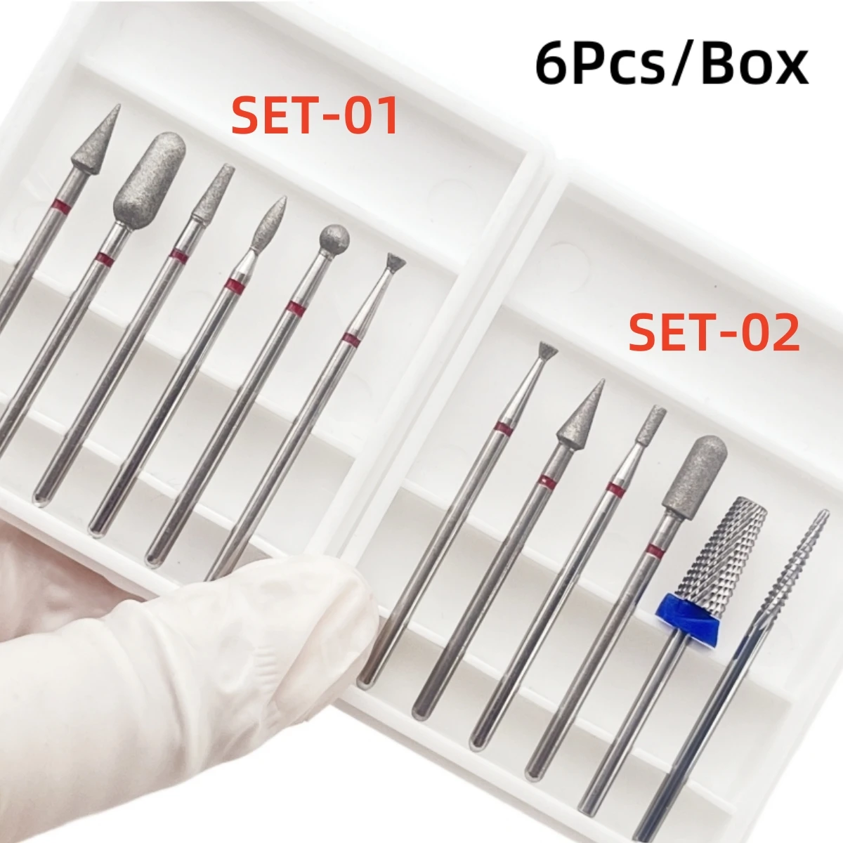 كربيد مسمار مثقاب مجموعات 6 ثقوب صندوق الأظافر مثقاب الخشب الماس مجموعة النمط الروسي قبل العلاج مجموعة تشذيب الأظافر التنغستن الصلب الصليب