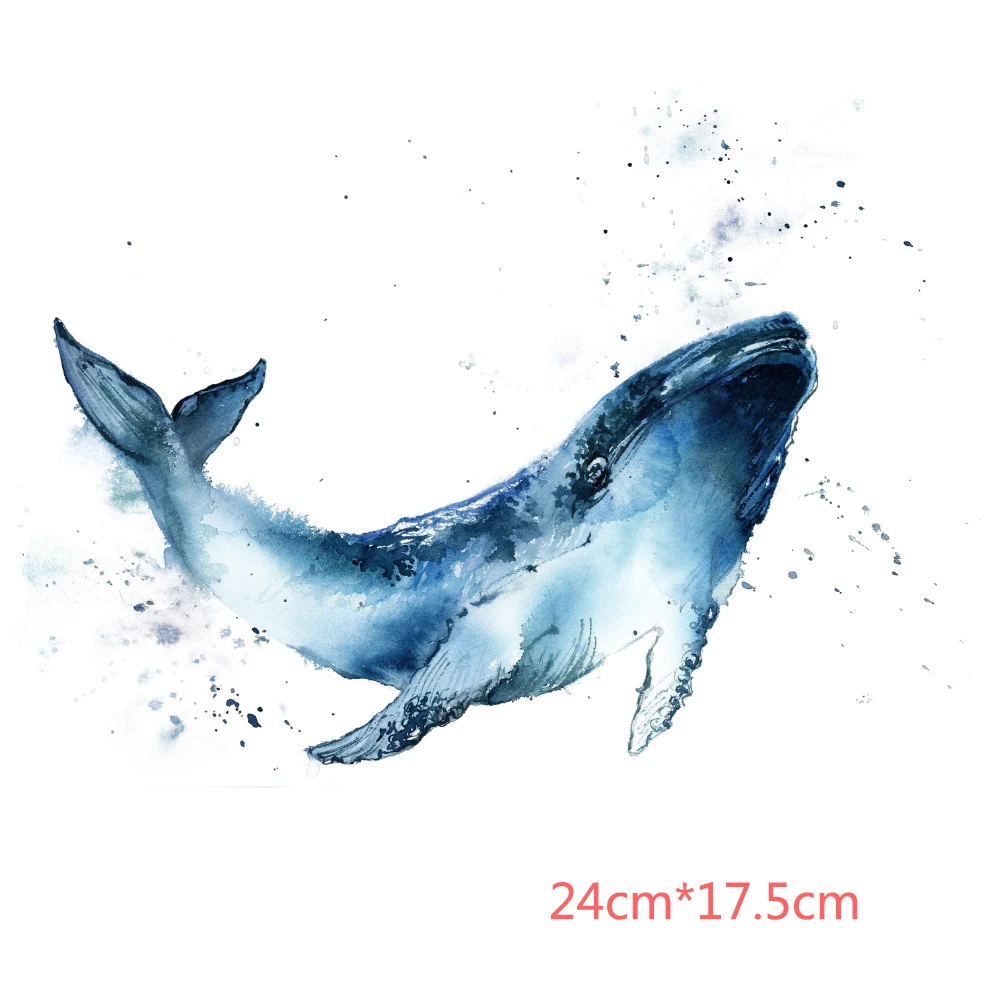 Whale Patch Dtf Patches for Clothing Thermo Stickers Transfer Sticker for Cloth Parches Termoadhesivos Para Ropa 3d Pvc Patch