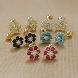 Retro Stainless Steel Multiple Flower Small Stud Earrings 2023 New Jewelry Wedding Party Earrings For Woman