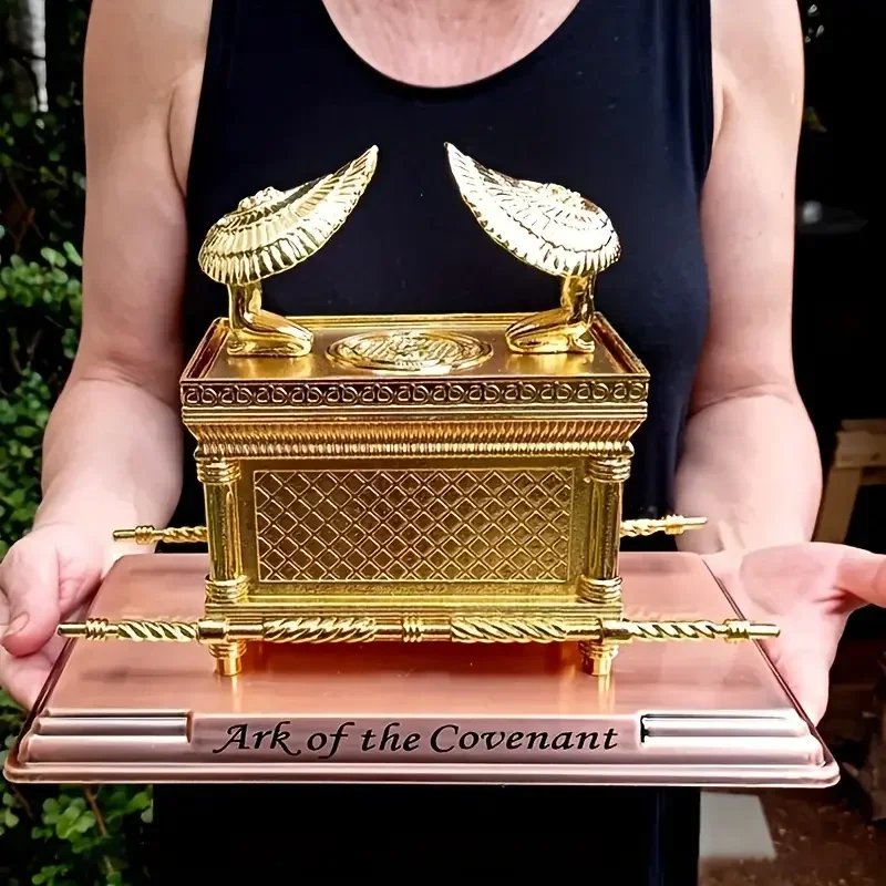1pc Figurine Ark Of The Covenant Golden Plated Copper Stand Jerusalem Replica Statue Decoration Gift
