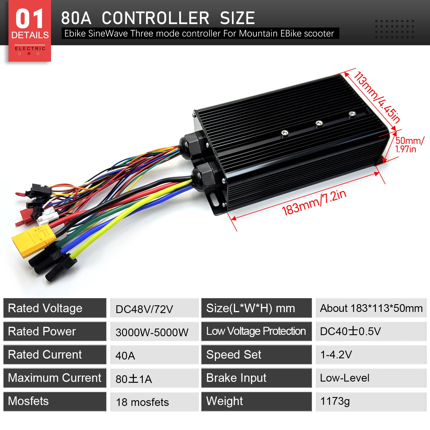 Ebike Brushless Motor Sine Wav - Sine Wave Controller 48V 72V 80A recension och pris