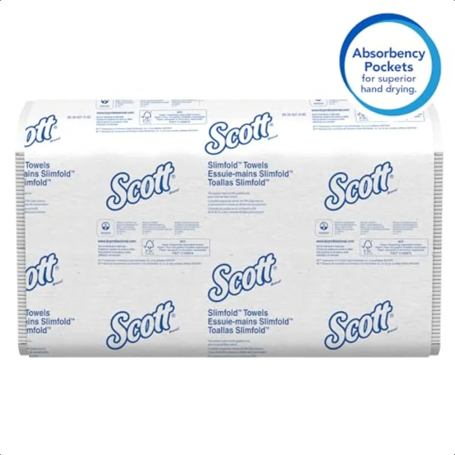 Scott Profional Pro Slimfold gefaltete Papierhandtücher Bulk 04442, saugfähige Taschen, weiß, für kompatible KimberlyClark Profional Dis
