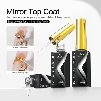 Como profissional 8ml cromo espelho em pó casaco superior uv gel verniz semi permanente esmalte ouro prata espelho glitter em pó