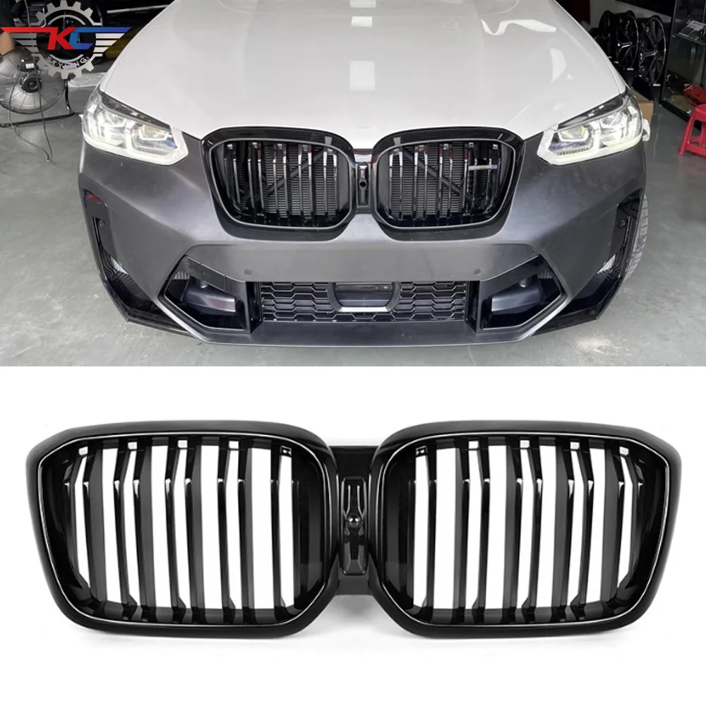 

Глянцевая черная решетка радиатора для BMW X3, X4, G01, G02, 2022-UP, ABS, детали для украшения переднего бампера, губ