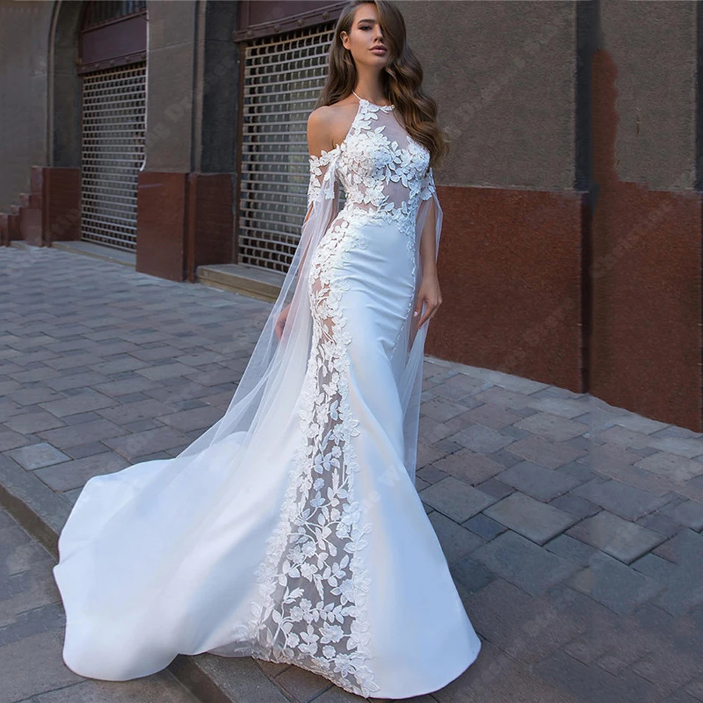 2024 High-Quality Women Bride Gowns Sexy Lace Sleeveless Mermaid Mopping Length Wedding Dresses Formal Sweet Beach Party Robes