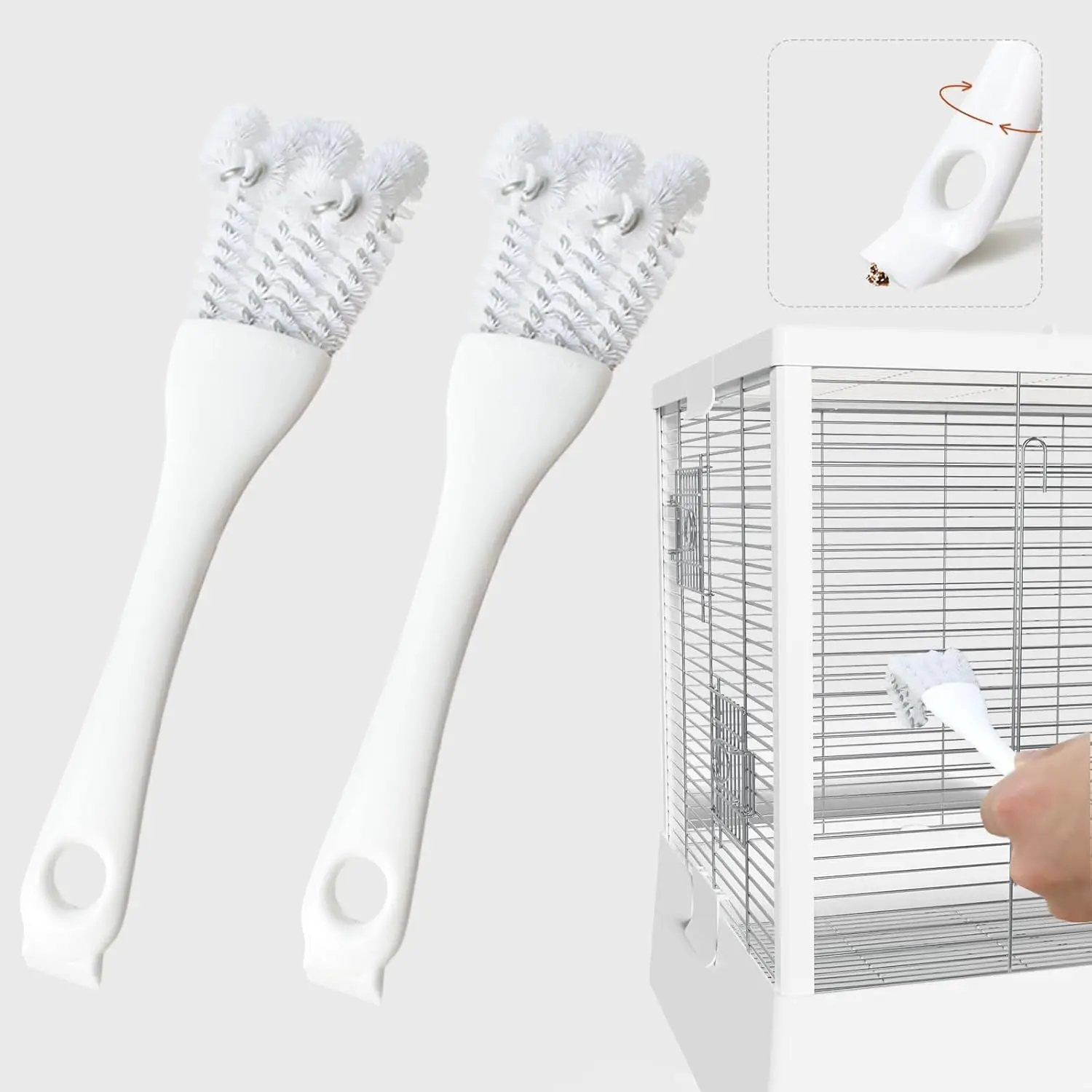 

Bird Cage Cleaning Brush with Long Handle & Shovel,Easy Removal Brush for Pet Hamster Rabbit Cage,Parrot Perch Gap Cleaner Tool