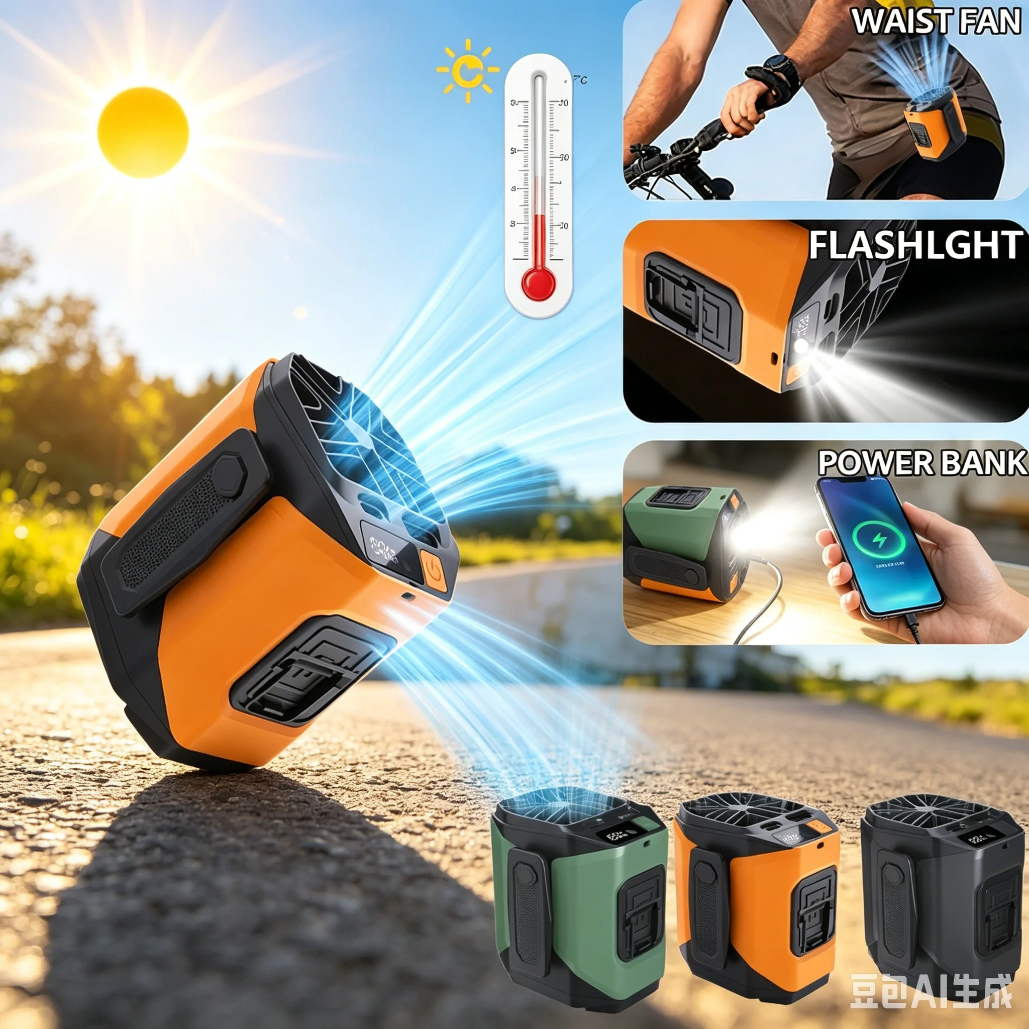 

4000mAh Outdoor Portable Waist Fan Hanging Neck Fan Strong Wind Rechargeable Portable Fan for Outdoor Working Display Screen
