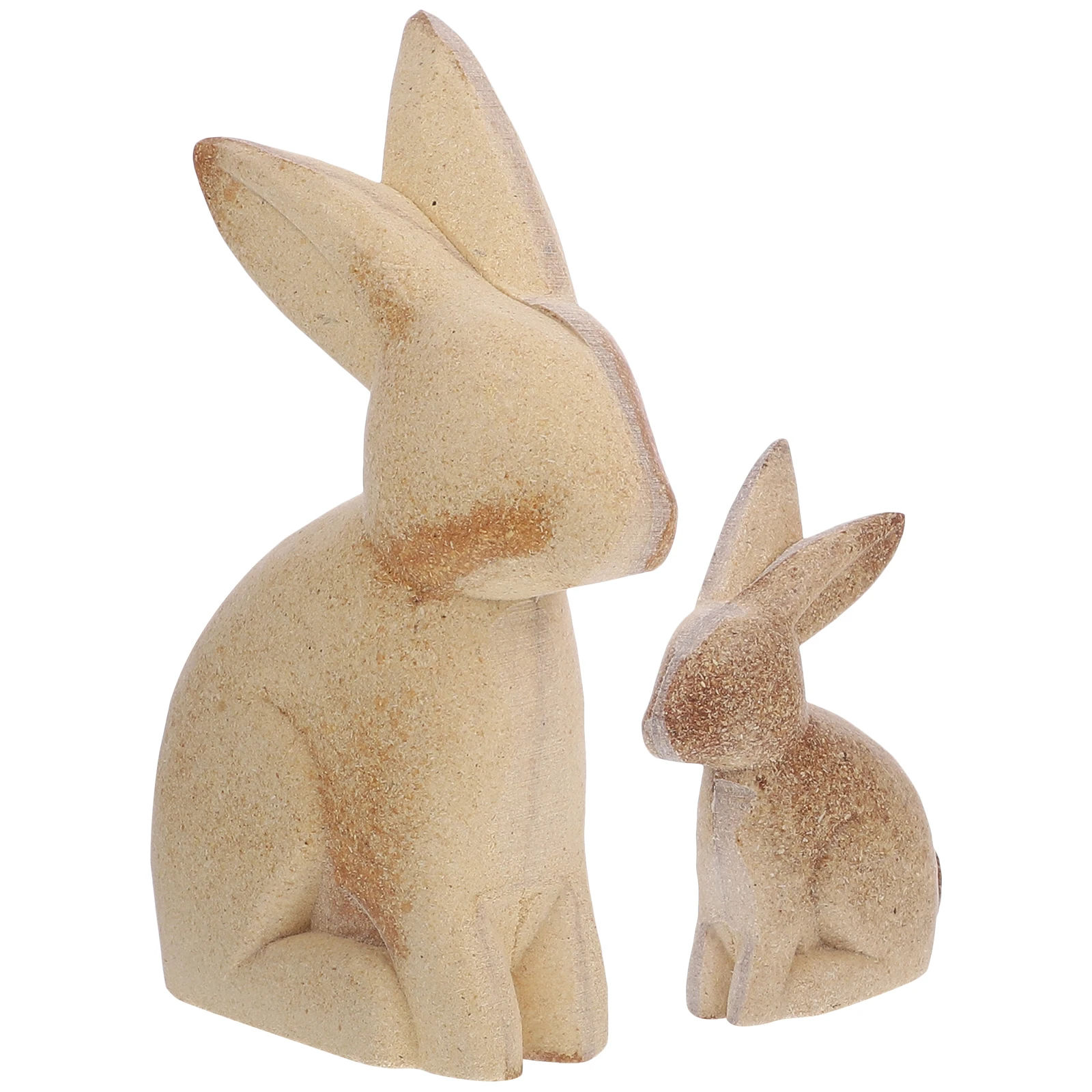 

4pcs Wooden Easter Bunny Figurines Unpainted Rabbit Sculptures Diy Animal Crafts Home Office Decor Vintage Beige Desktop Bunny