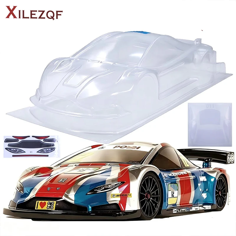 1/10 Unpainted Clear Drift Car Body Shell With Decorative Decals Requires Manual Hole Cutting for 1:10 Rally Street Chassis Part