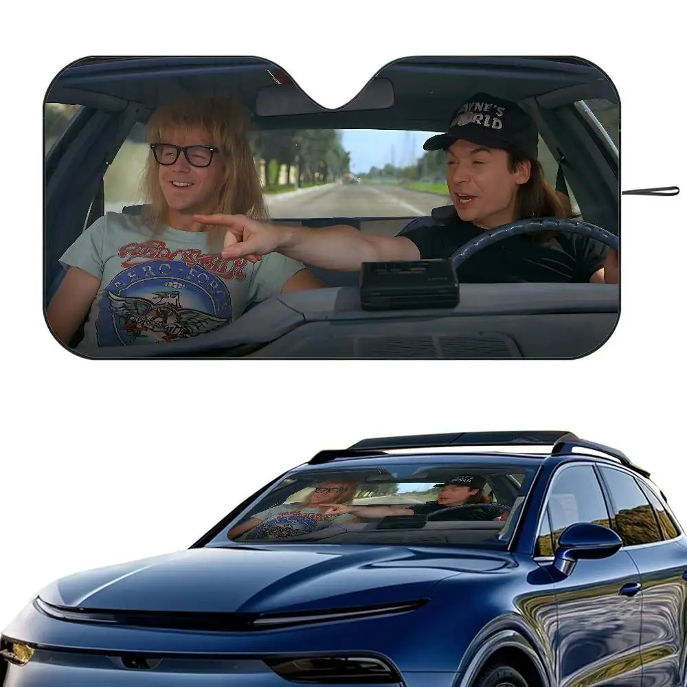 

1 шт., автомобильный солнцезащитный козырек W-Wayne's World, лобовое стекло, складной трехслойный изоляционный солнцезащитный козырек от присоски, блоки, УФ-лучи, солнце