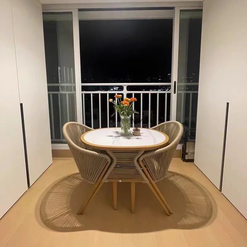 

Balcony small table and chairs three-piece combination Internet celebrity simple leisure outdoor terrace waterproof rattan chair