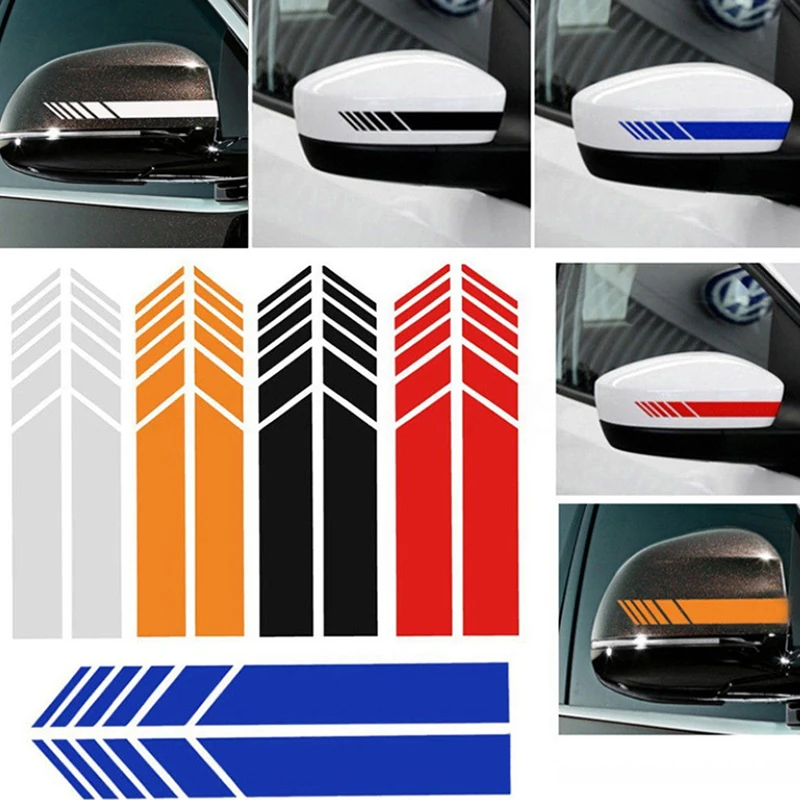 2Pcs Universal Auto Car Sticker Non Fading Fashion Color Stripe Car Sticker Racing Strips Side Rear View Mirror Decor Decal