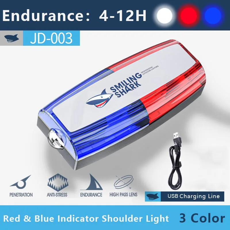 Red Blue Strobe Warning Signal Light Police Patrols Safety Shoulder Clip Flash Light Alarm Magnet USB Rechargeable Flashlight