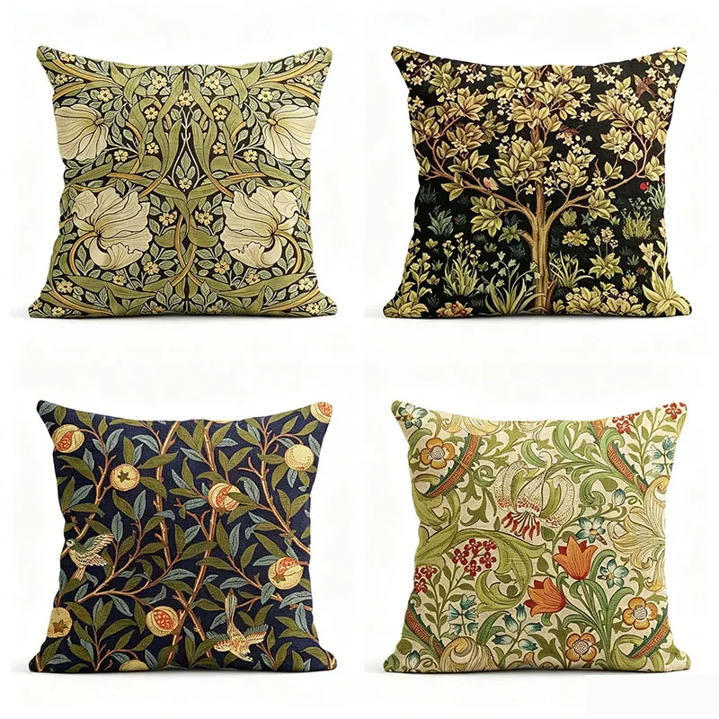 Vintage Botanical Floral Throw Pillow Cover Cushion Case for Sofa Couch Bedroom Living Room Home Decor