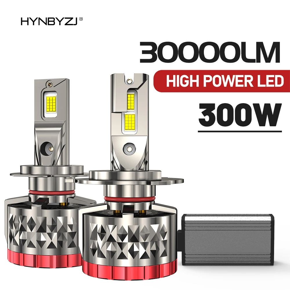 HYNBYZJ 300W H4 H7 LED Headlight 6000K H8 H9 H11 9005 9006 HB3 HB4 Canbus Double Copper Tube Lamp 12V 24V Car Light