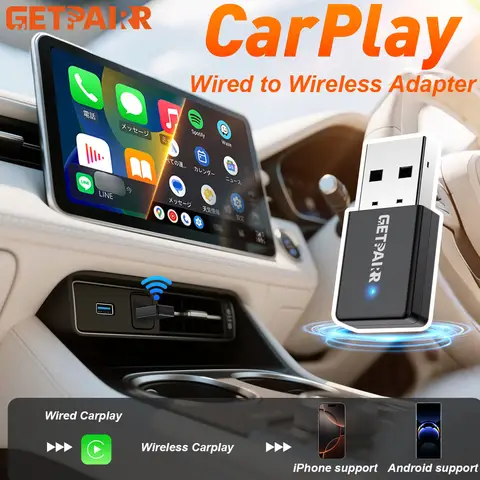 GetPairr 미니 울트라 무선 카플레이 안드로이드 오토 어댑터 미니 박스 플러그 앤 플레이 동글 와이파이 빠른 연결 벤츠 포드 혼다 폭스바겐용