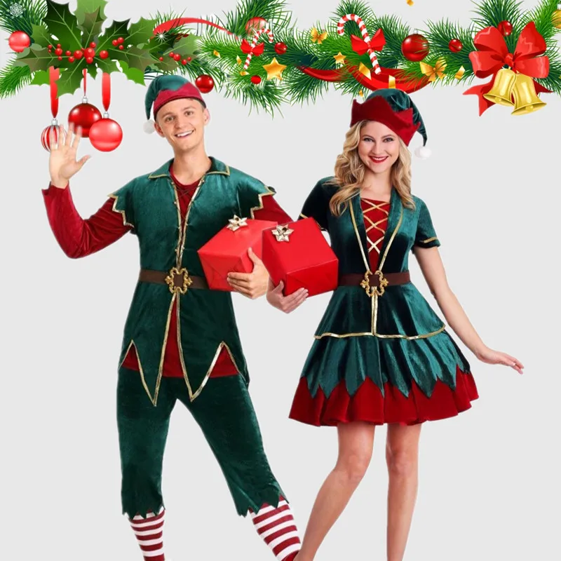 

2024 New een Elf Performance Costumes for Men And Women Cos Par Gathering Cisas Tree Outfits Polyester Fiber 00%