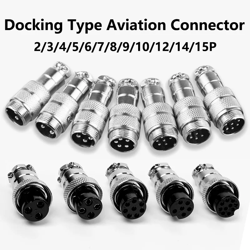 GX12 GX16 GX20 Aviation Plug Butt Soldering Socket  Wire Panel Docking Connectors 2/3/4/5/6/7/8/9/10/12/14/15 Pin