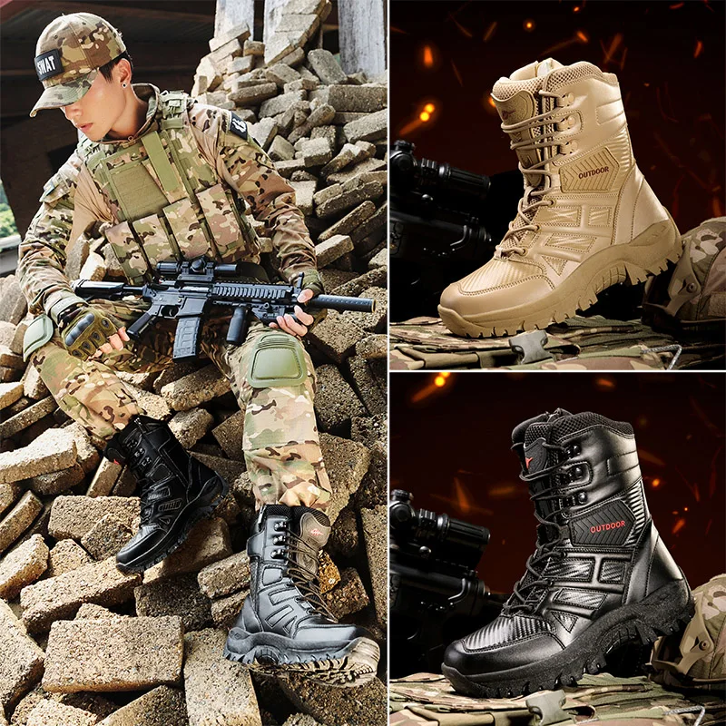 Botas Outdoor Men Boots High Top Desert Boot Tactical Durable Training Safety Shoes For Man Sneaker Sports Climbing Ankle Boots