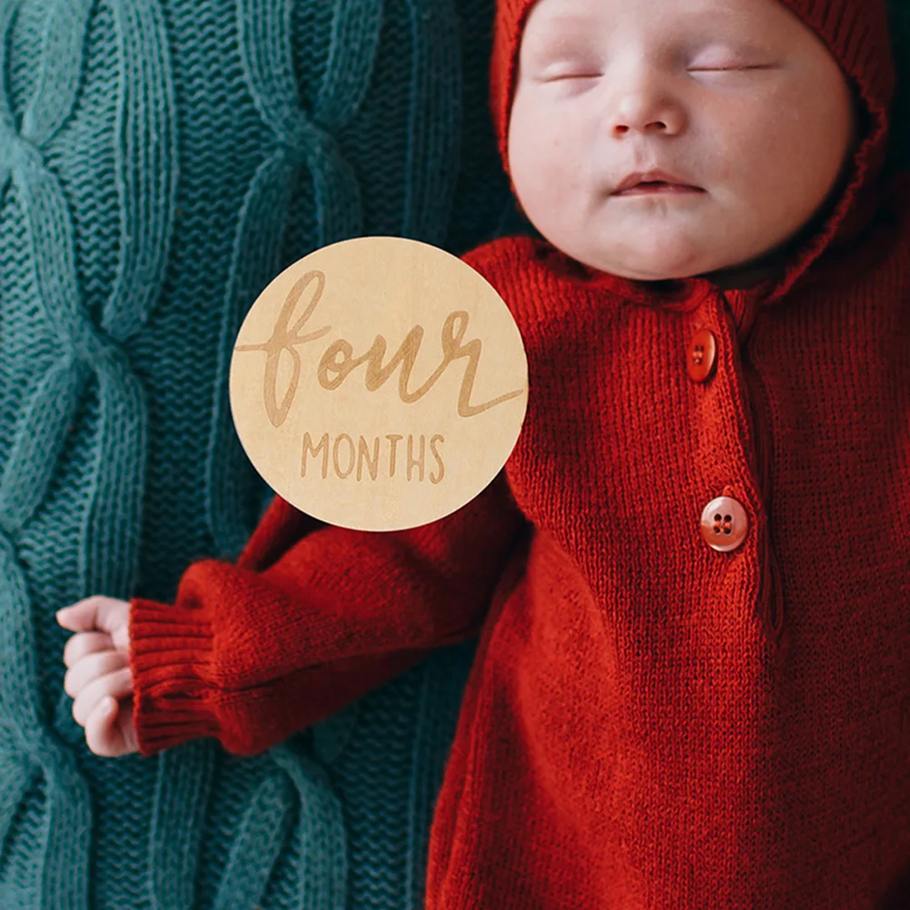 

12 Pcs Baby Growth Month Card Milestone Numbers Monthly Markers Disc Cards Newborn Photography Props Boy Sign