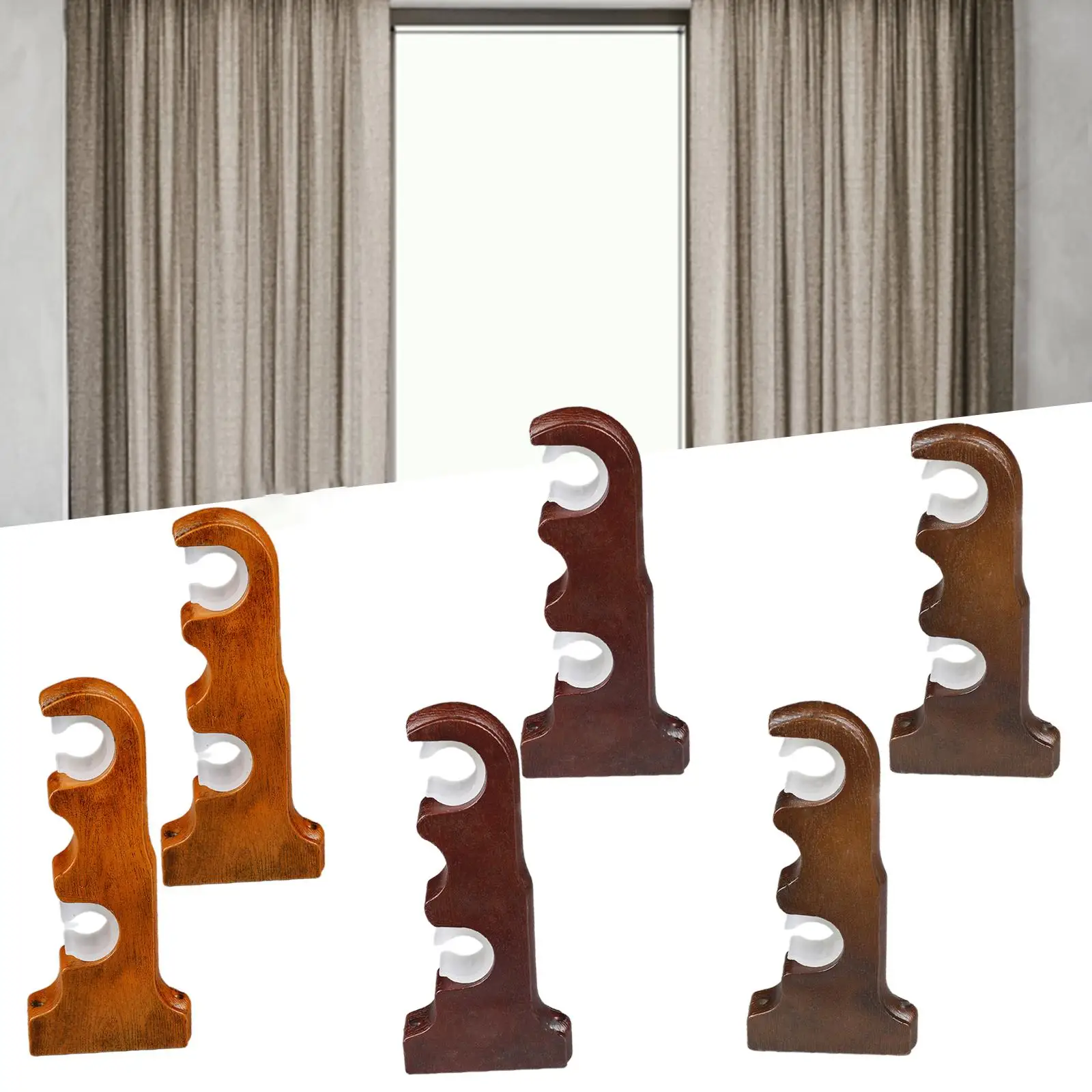 2Pcs Double Curtain Rod Holders Stylish Hangers Home Decor Fixings Towel Racks Support Wall Rack for Bedroom Bathroom Home Hotel